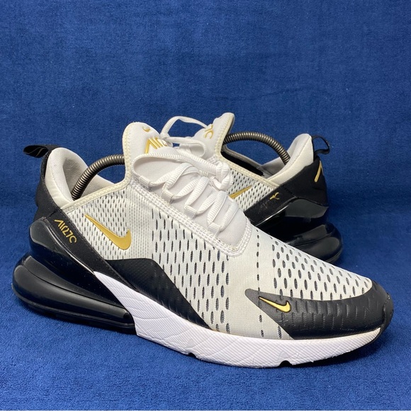 Nike Air Max 270 Shoes Mens Size 11 White Black Gold Running